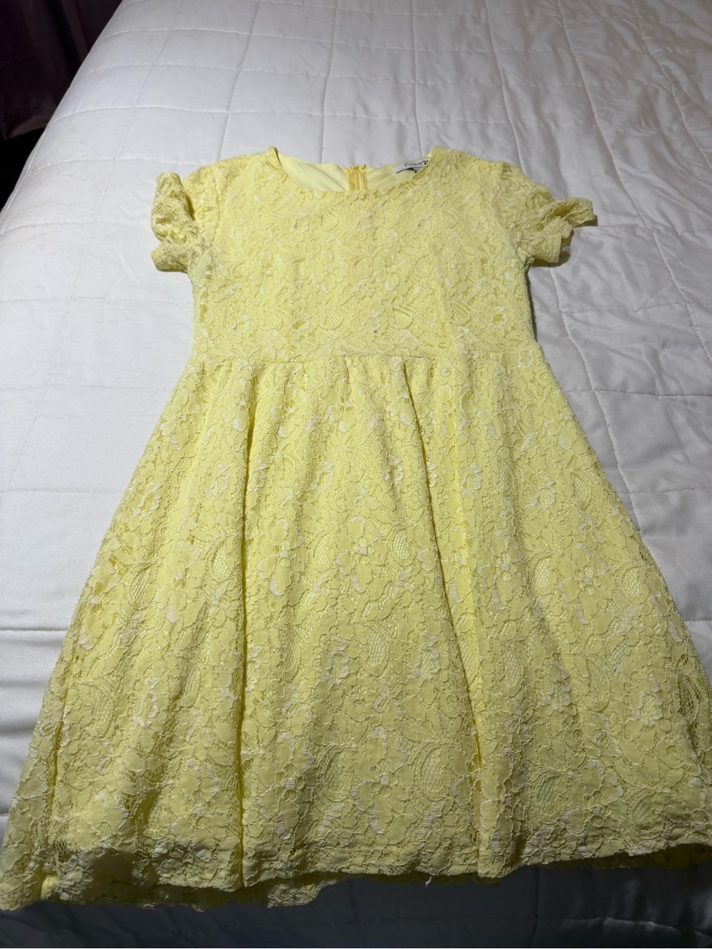 Forever 21 Yellow Lace Fit-and-Flare Mini Dress